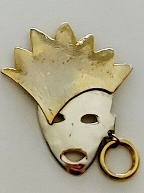 Aboriginal Woman Silhouette Brooch Mixed Gold & Silver Tones Mask